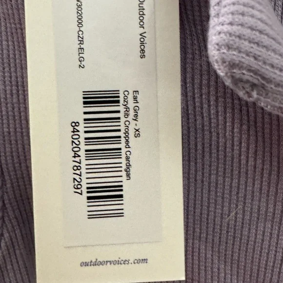 Outdoor Voices Cozy Rib Cropped Cardigan Earl Grey XS - Picture 3 of 5